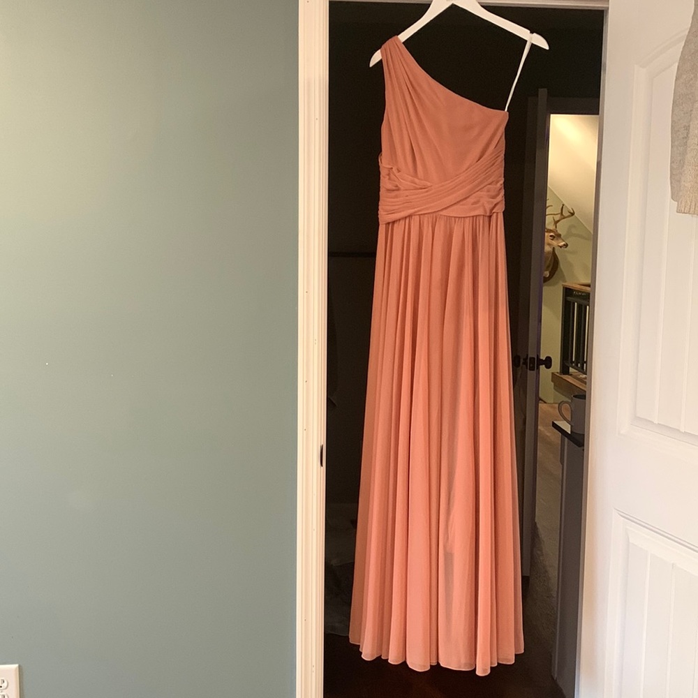 David’s bridal dessert coral bridesmaid dress